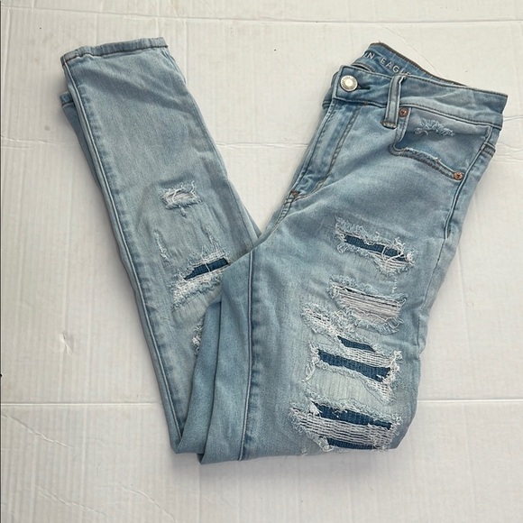 American Eagle Outfitters Jeans patches underneath distress Next Level Stretch 8 - Picture 14 of 14